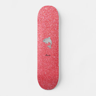 Skate Glitter rosa de golfinho com nome personalizado