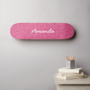 skate Glitter Rosa Quente Personalizado