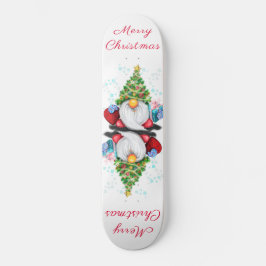 Skate Gnomo bonitinho com chapéu de árvore de Natal e pr