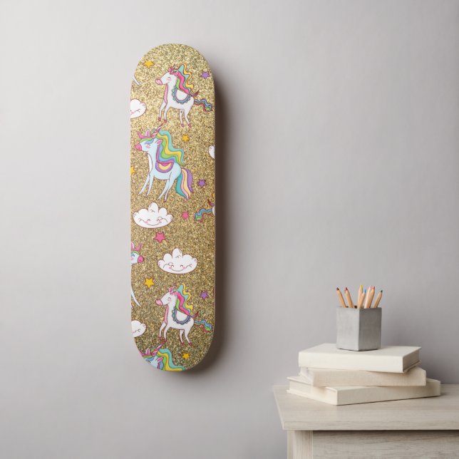 Skate Gold glitter unicorn pattern (Arte de parede)