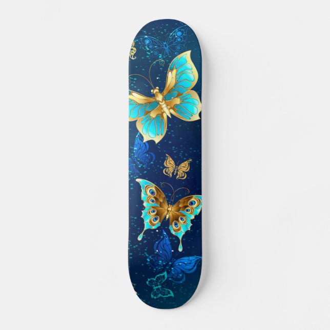 Skate Golden Butterflies on a Blue Background (Frente)