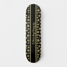 Skate Golden Paw Prints on Black with Custom Name