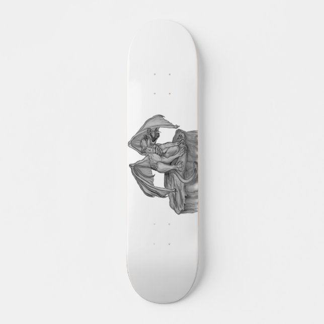 Skate GOLEM - Gargoyle Design preto-e-branco (Frente)