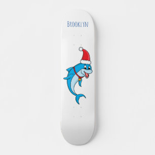 Skate Golfinho bonito com desenho animado de Papai Noel