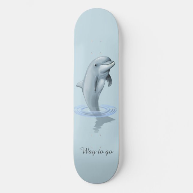 Skate Golfinho Chic Moderno & Roteiro em Azul Claro (Frente)