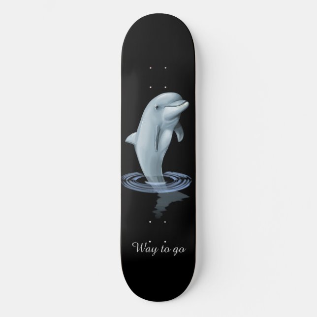 Skate Golfinho Moderno Chic e Letra em Preto (Frente)