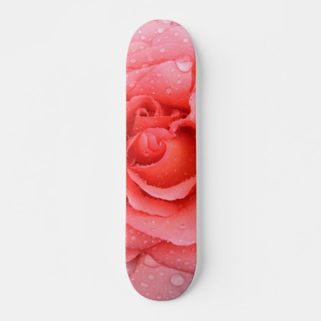 Skate Gotas Românticas de Água Rosa Rosa Rosa Vermelha (Frente)