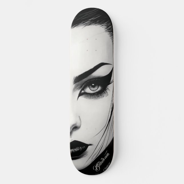 Skate Goth girl bold ink drawing (Frente)