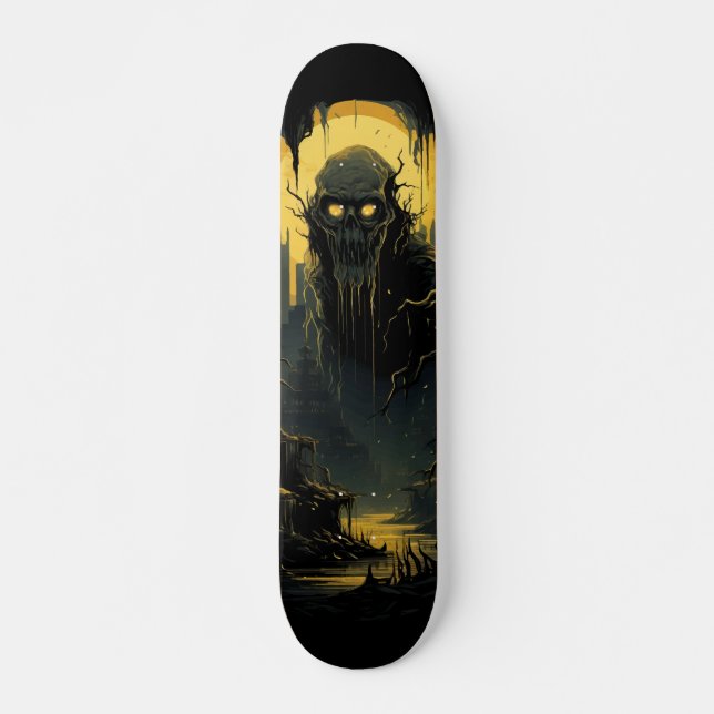 Skate Gothic Horror Cityscape Black Gold 7-Ply (Frente)