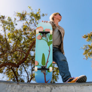 Skate Gradação do céu azul com ramificação primavera flo