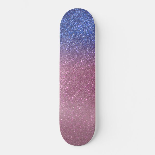 Skate Gradiente de Ombre Cinza Rosa Brilhante Girly Azul (Frente)