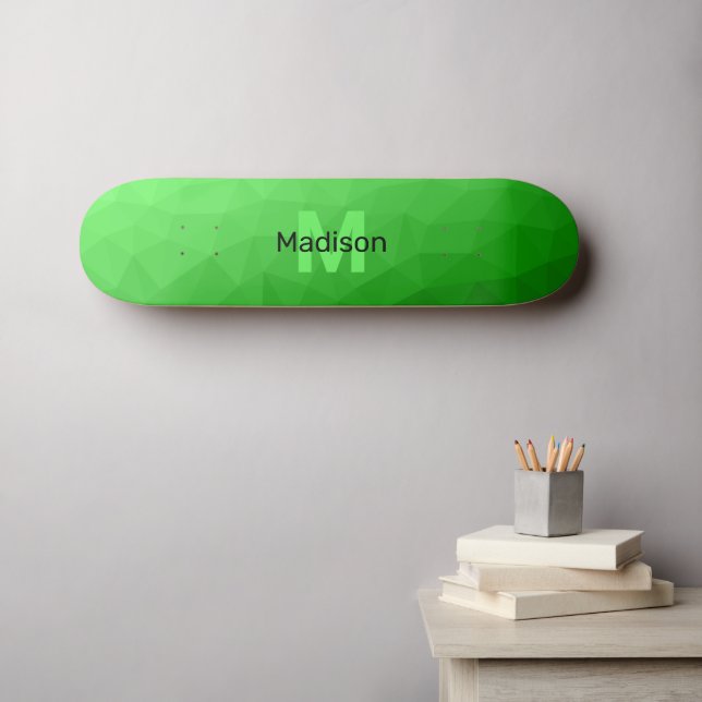 Skate Gradiente verde claro padrão de malha de geometria (Arte de parede (Horz))