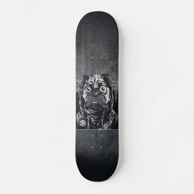 Skate graffiti skateboards pug grunge noir et blanc (Frente)