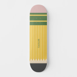 Skate Gráfico de Lápis Escolar Amarelo Personalizado