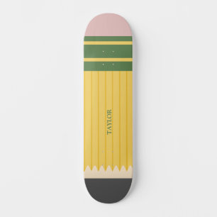 Skate Gráfico de Lápis Escolar Amarelo Personalizado