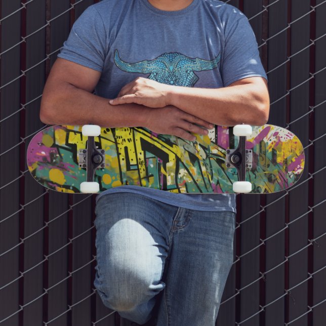 Skate Grafite em magenta e amarelo (Ao ar livre 3)