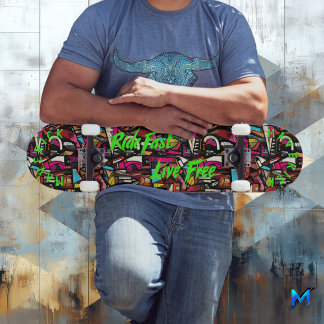Skate Grafite Negrito e Neon Verde 'Passo rápido ao vivo