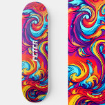 Skate Grafite Urbano Psicodélico Vibrante Abstrato<br><div class="desc">Acompanhe as ondas da criatividade com nosso skate Psicodélico Vibrante Abstrato,  Grafite de pórticos. Abrace o caos vibrante debaixo dos seus pés e saliente-se em estilo. Personalize com seu nome ou você pode excluí-lo. Este é mais um Design de 100% de Hamster.</div>