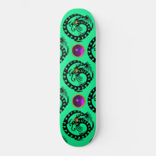 Skate GREEN BLACK SNAKE  DRAGON ,Purple Amethyst  Gems