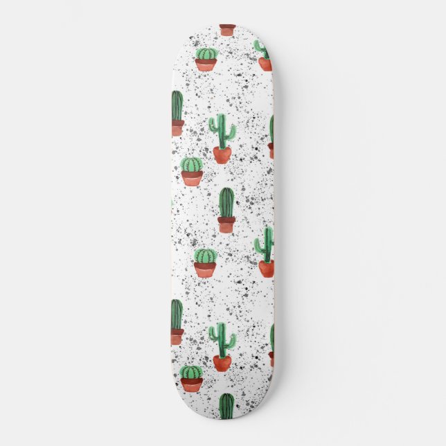 Skate Green Terracotta Cactus Pots Splatter Pattern (Frente)