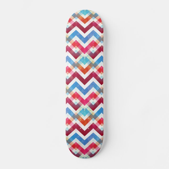 Skate Grelha Crazada Colorida Chevron Stripes Zig Zags A (Frente)