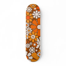 Groovy 70s Flores Retro Castanho e Laranja c/ Inic