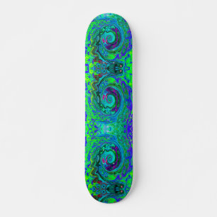 Skate Groovy Abstrato com espiral verde e azul
