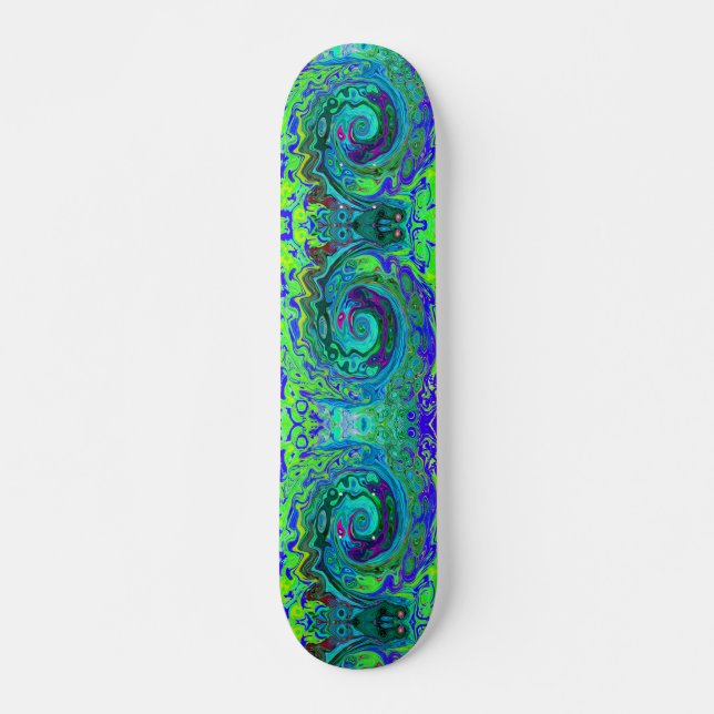 Skate Groovy Abstrato com espiral verde e azul (Frente)