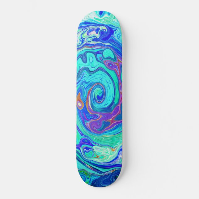 Skate Groovy Abstrato Oceano Azul e Verde Líquido Redemo (Frente)