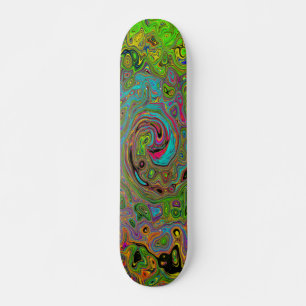 Skate Groovy Abstrato Retro Verde Lima e Azul Redemoinho