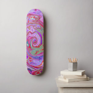 Skate Groovy Abstrato Retro Vermelho, Roxo e Rosa Swirl