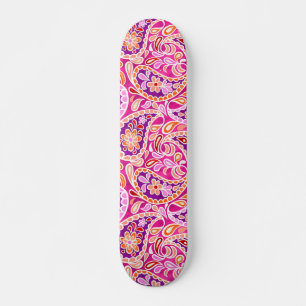 Skate Groovy Daisy Paisley BoHo Aquarela Fuchsia