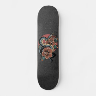 Skate Grunge Cobra místico floral Ilustração sotérica