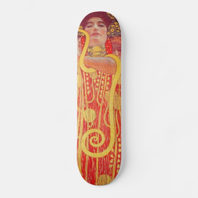 Skate Gustav Klimt Red Woman Dourada pintura Cobra (Frente)