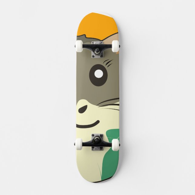 Skate Hamster de desenho animado com uma espinha multico (Frente)