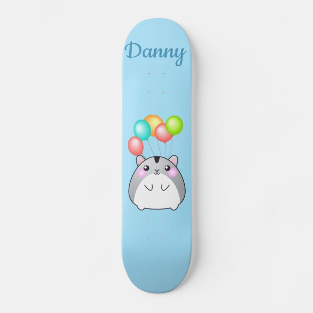 Skate Hamster de Kawaii, Cinza bonita  (Frente)