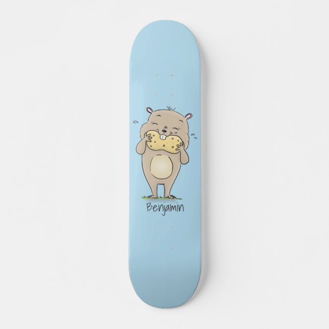 Skate Hamster sorridente e bonito com desenho animado de (Frente)