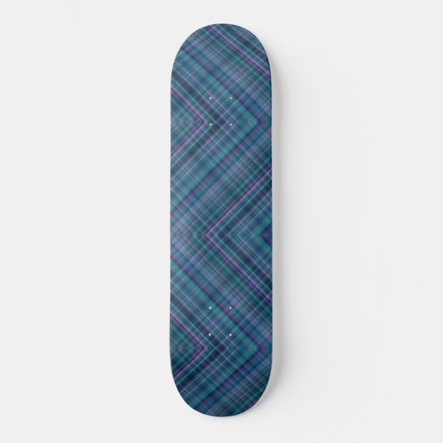Skate Herringbone Tartan Plaid Blue Green Pink (Frente)