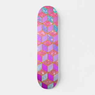 Skate Hexágono Dourado em Forma de Diamante em Pastel V