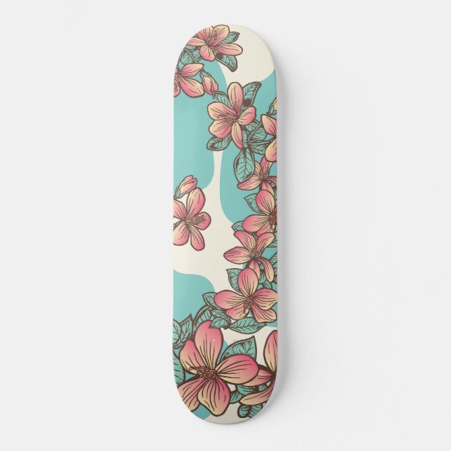 Skate Hibiscus hawaitiano flores aqua (Frente)