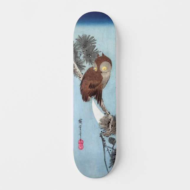 Skate Hiroshige - Coruja, Pinho e Lua Crescente (Frente)