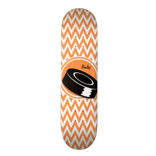 Skate Hockey; Orange e White Chevron