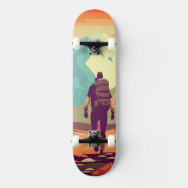 Skate Homem Caminhando Aventura no Vale da Montanha