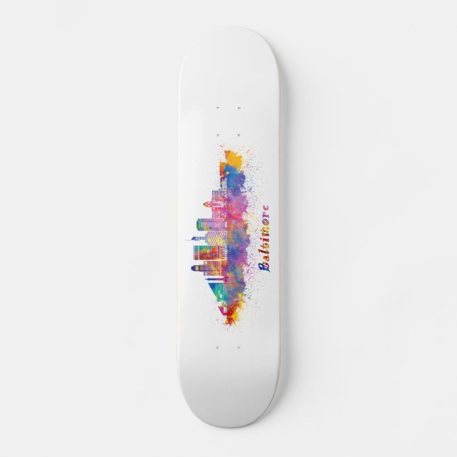 Skate horizonte Baltimore aquarela (Frente)