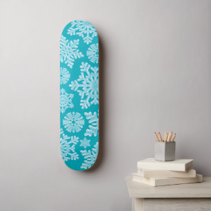Skate Icy Aqua Teal Congelada Flocos de Neve de Inverno 