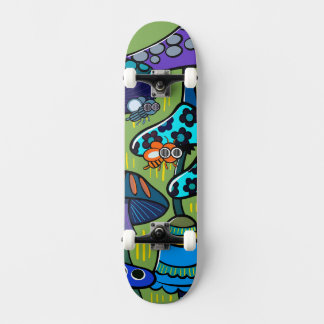 Skate Ilustração Colorida de Cogumelo