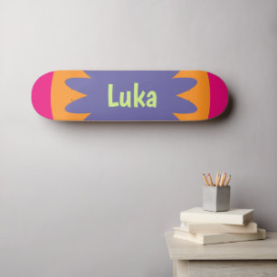 Skate ilustração das formas florais laranja e rosa