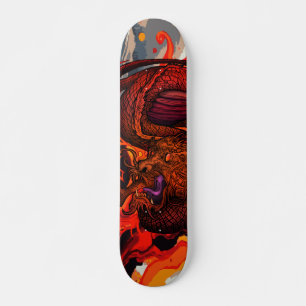 Skate Ilustração de Arte de Dragão Laranja Vermelho Arde