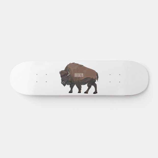 Skate Ilustração de desenho animado Bison (Horz)