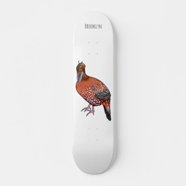 Skate Ilustração de desenho animado de aves tragopan de  (Frente)